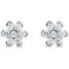 Pendientes de oro blanco con diamantes en forma de flor