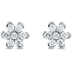 Pendientes de oro blanco con diamantes en forma de flor