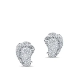 Pendientes de oro blanco con pliegue y pavé de diamantes