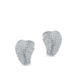 Pendientes de oro blanco en pliegue con pavé de diamantes
