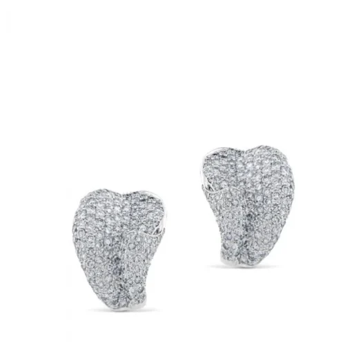 Pendientes de oro blanco en pliegue con pavé de diamantes