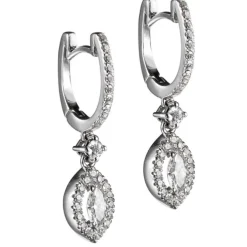 Pendientes de oro blanco con diamantes marquise y brillantes