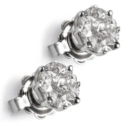 Pendientes de oro blanco con diamantes engaste invisible 0.90 quilates