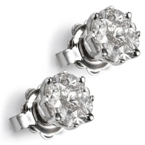 Pendientes de oro blanco con diamantes engaste invisible 0.90 quilates