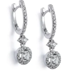 Pendientes de oro blanco con diamante talla brillante y brillantes