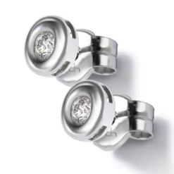 Pendientes de oro blanco con diamantes en chatón 0.16 quilates