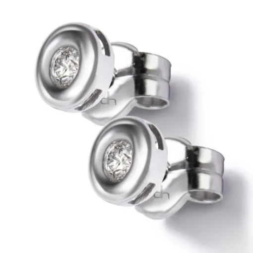 Pendientes de oro blanco con diamantes en chatón 0.16 quilates