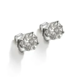 Pendientes de oro blanco con diamantes y engaste invisible en 8 garras