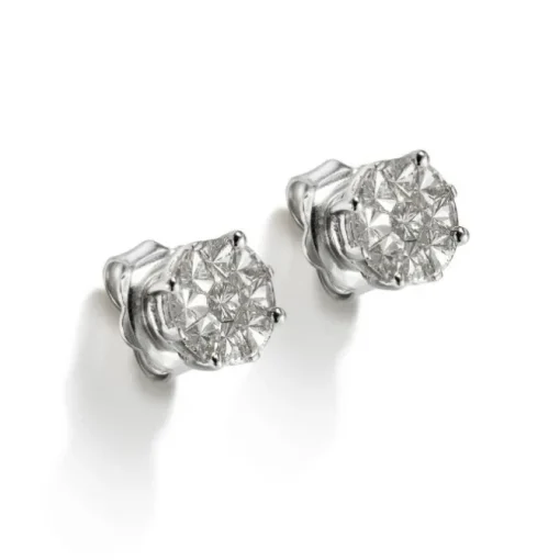 Pendientes de oro blanco con diamantes y engaste invisible en 8 garras