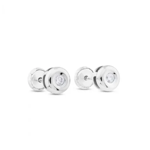 Pendientes de oro blanco con diamantes en chatón 0,04 quilates