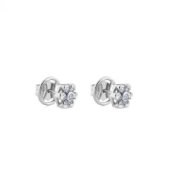 Pendientes de oro blanco con flor de diamantes