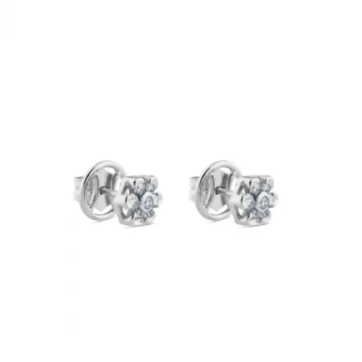 Pendientes de oro blanco con flor de diamantes