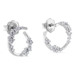 Pendientes de oro blanco semicírculo con diamantes