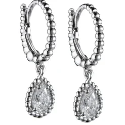 Pendientes de oro blanco con diamantes talla perilla