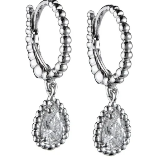 Pendientes de oro blanco con diamantes talla perilla