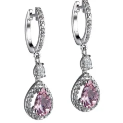 Pendientes de oro blanco con morganita talla pera y diamantes