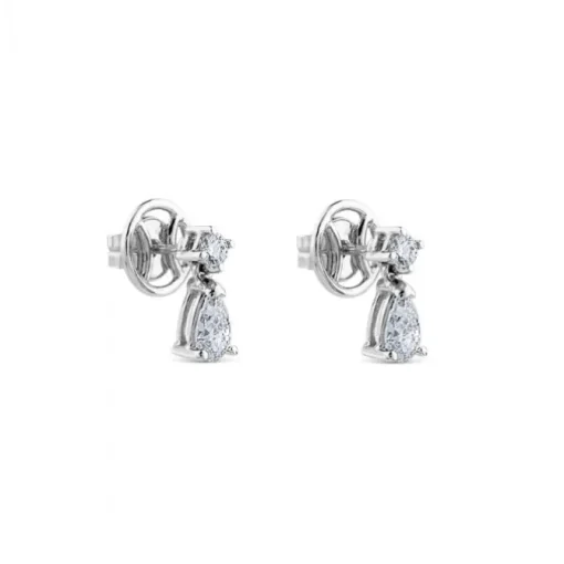 Pendientes de oro blanco en lágrima (pm)