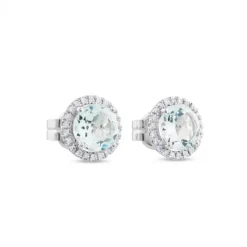 Pendientes de oro blanco con aguamarinas y orla de pavé de diamantes