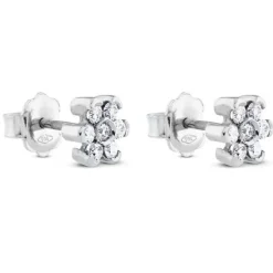 Pendientes de oro blanco con diamantes en forma de flor