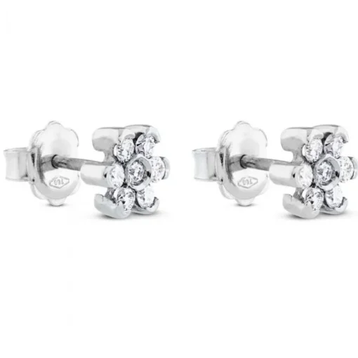 Pendientes de oro blanco con diamantes en forma de flor