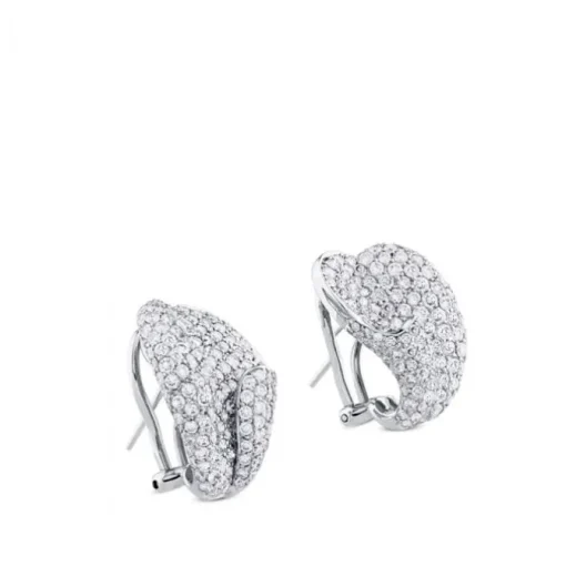Pendientes de oro blanco en pliegue con pavé de diamantes