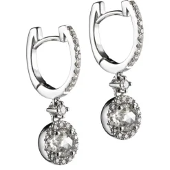 Pendientes de oro blanco con diamante redondo y brillantes