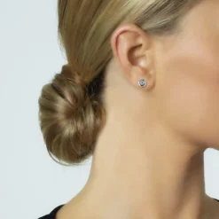 Pendientes de oro blanco con diamantes en chatón 0.16 quilates