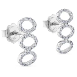Pendientes de oro blanco con 3 ovales verticales de diamantes