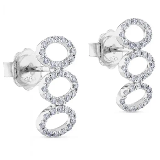 Pendientes de oro blanco con 3 ovales verticales de diamantes