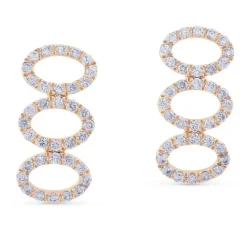 Pendientes de oro rosa con 3 ovales verticales de diamantes