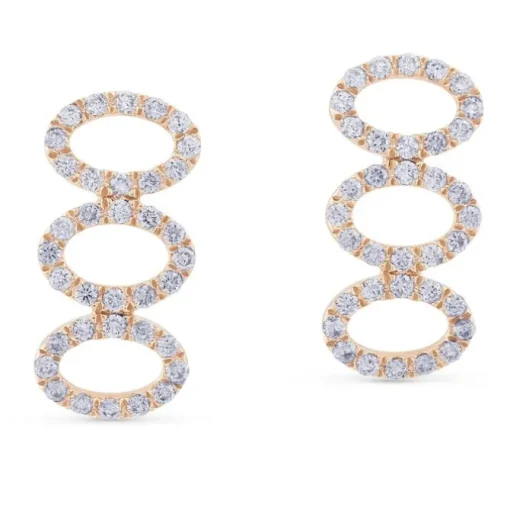 Pendientes de oro rosa con 3 ovales verticales de diamantes