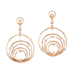 Pendientes de oro rosa con círculos en degradé y diamantes