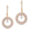 Pendientes de oro rosa con círculo de pavé de diamantes y diamante al aire