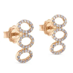 Pendientes de oro rosa con 3 ovales verticales de diamantes