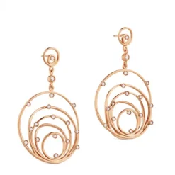 Pendientes de oro rosa con círculos en degradé y diamantes