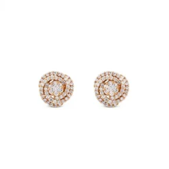 Pendientes de oro rosa en espiral con diamantes
