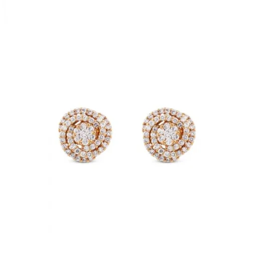 Pendientes de oro rosa en espiral con diamantes