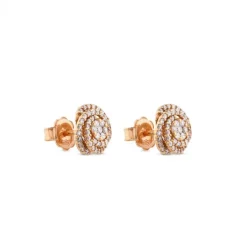 Pendientes de oro rosa en espiral con diamantes