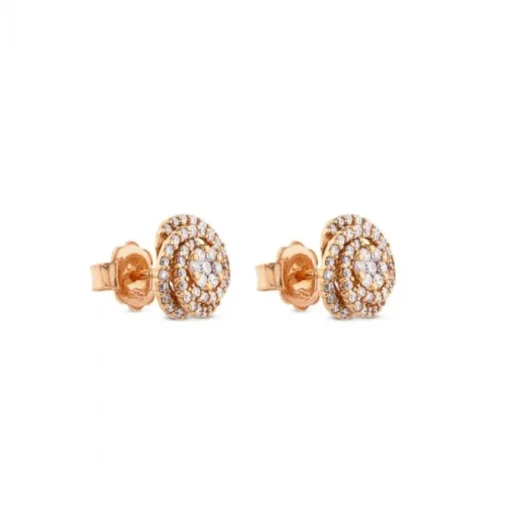 Pendientes de oro rosa en espiral con diamantes