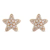Pendientes de oro rosa forma estrella con pavé de diamantes