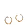 Pendientes de oro rosa semicírculo en bolitas con diamantes