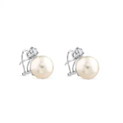 Pendientes de perla australiana con diamantes en garra