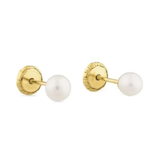 Pendientes de perlas en oro amarillo 4 mm