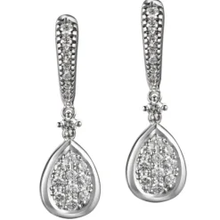 Pendientes en lágrima de oro blanco con diamantes