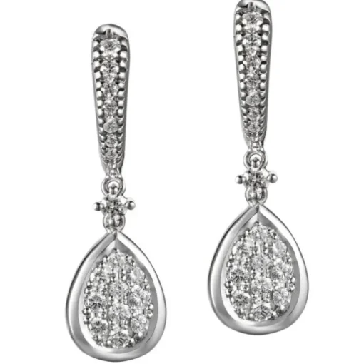 Pendientes en lágrima de oro blanco con diamantes