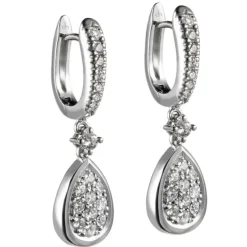 Pendientes en lágrima de oro blanco con diamantes