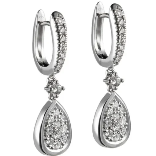 Pendientes en lágrima de oro blanco con diamantes