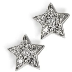 Pendientes estrellas de oro blanco con diamantes