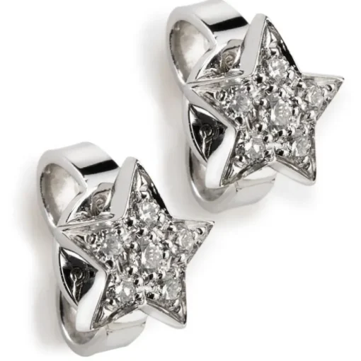 Pendientes estrellas de oro blanco con diamantes