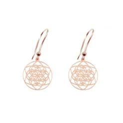 Pendientes Flower of life de oro rosa con un discreto diamante